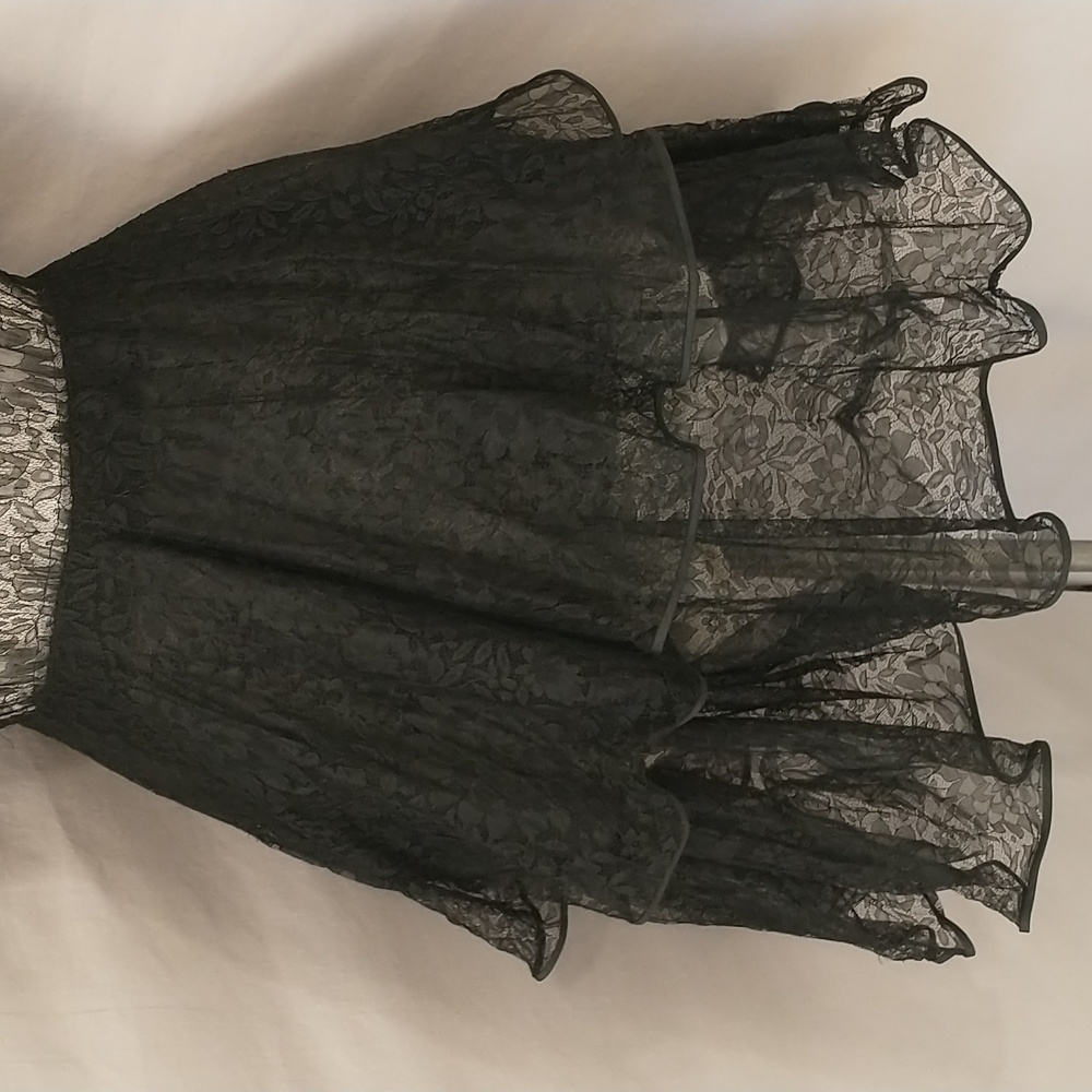 Antique Black Lace Over Dress Amazing Condition Ethereal Feminine Glam SeeMeasur - Picture 7 of 16